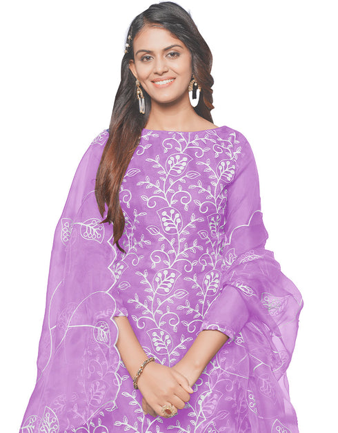 Trendy Designer Party Wear Salwar Suit Voilet Organza Pant Straight Back View